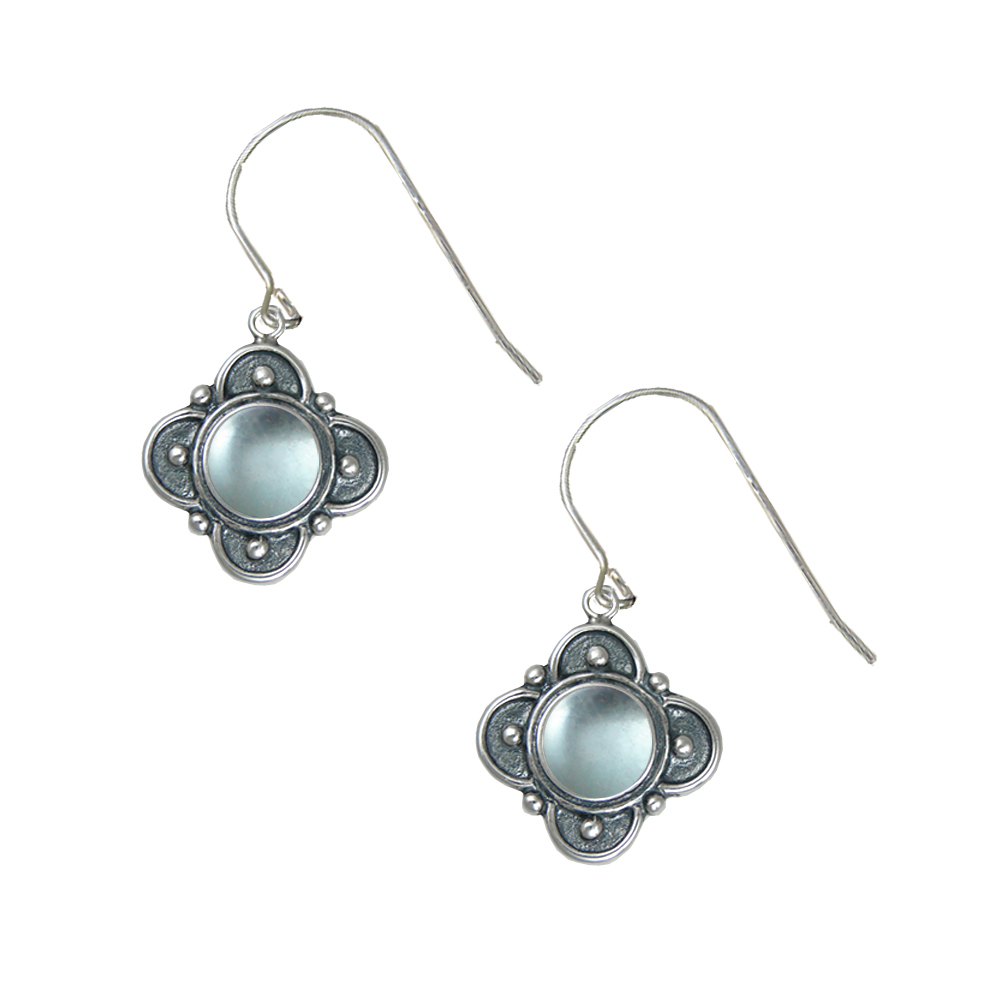 Sterling Silver Designer in Blue Topaz Gemstone Drop Dangle Earrings